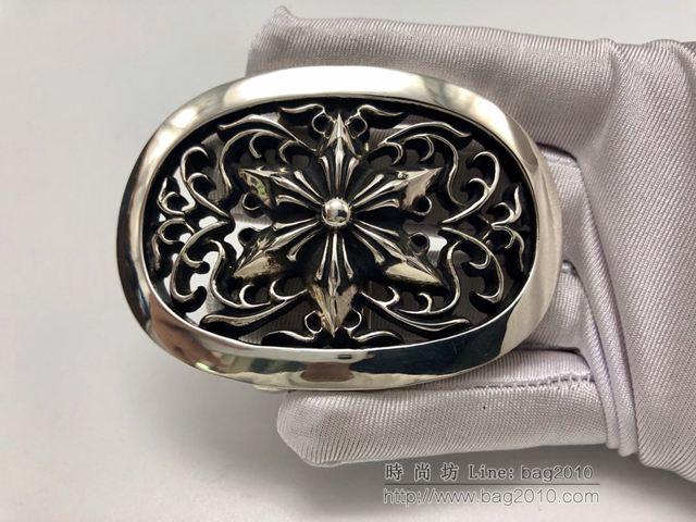 chrome hearts皮帶 克羅心男士腰帶 克羅心經典六芒星皮帶扣頭 925純銀  gjc1595